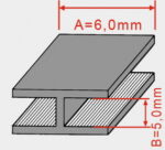 Profilo piombo/legatura H piatto 6x5 mm 50KG = 194pezzo