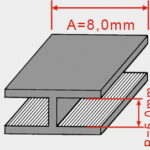 Profilo piombo/legatura H piatto 8x5 mm 50 kg = 140 STK.