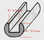 Profilo piombo bordo U tondo 2x3.5 mm 50KG = 204pezzo